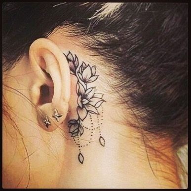 100 Tatouages derrière l'oreille mignons pour femme 20