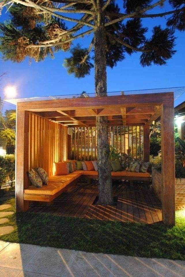 16 bancs de jardin en bois à faire autour d'un arbre 2