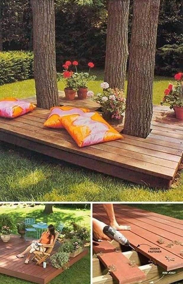 16 bancs de jardin en bois à faire autour d'un arbre 5