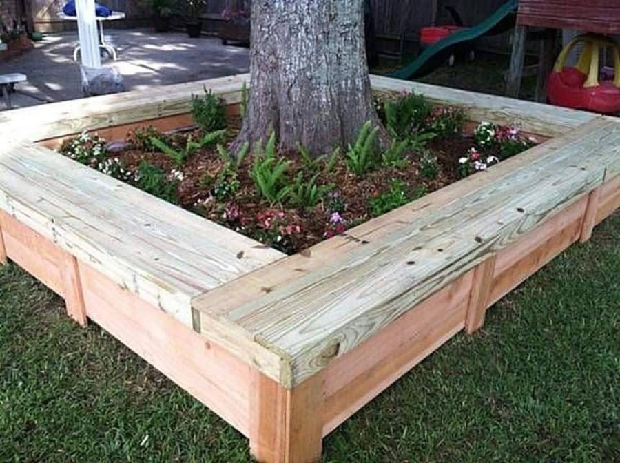 16 bancs de jardin en bois à faire autour d'un arbre 8