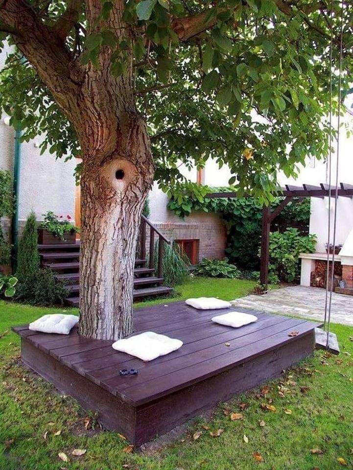 16 bancs de jardin en bois à faire autour d'un arbre 10