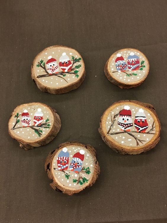 27 Décos de Noel avec des disques de bois et des galets 2 27 Décos de Noel avec des disques de bois et des galets 2
