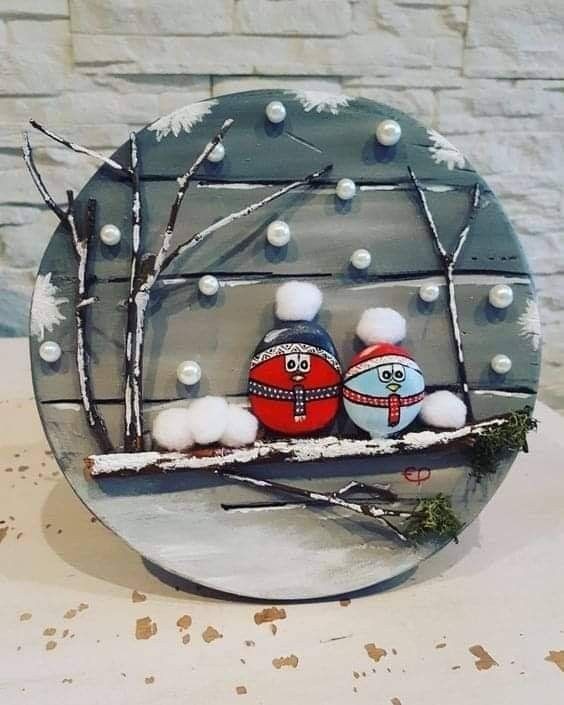 27 Décos de Noel avec des disques de bois et des galets 15 27 Décos de Noel avec des disques de bois et des galets 15