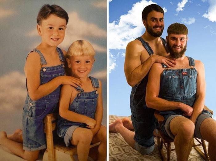 12 idées hilarantes de photos d'enfance à recréer entre frères et sœurs 9 12 idées hilarantes de photos d'enfance à recréer entre frères et sœurs 9