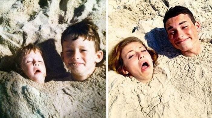 12 idées hilarantes de photos d'enfance à recréer entre frères et sœurs 12 12 idées hilarantes de photos d'enfance à recréer entre frères et sœurs 12