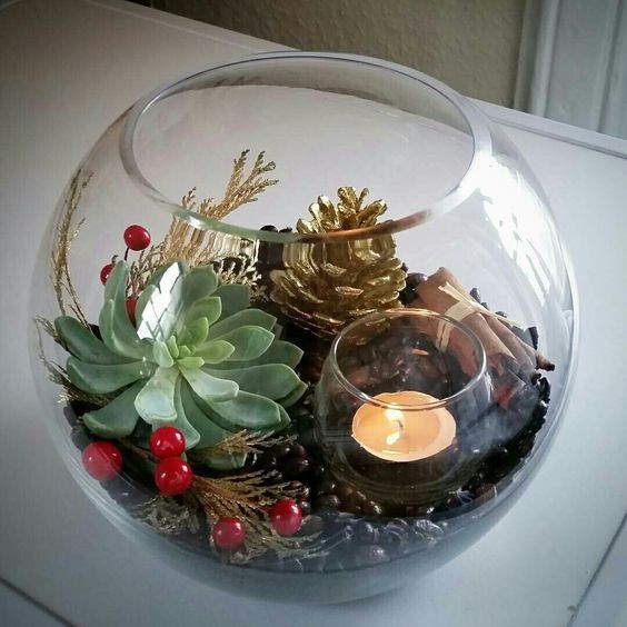 21 Centres de Tables de Noël à Faire Avec Un Bocal en Verre 14 21 Centres de Tables de Noël à Faire Avec Un Bocal en Verre 14