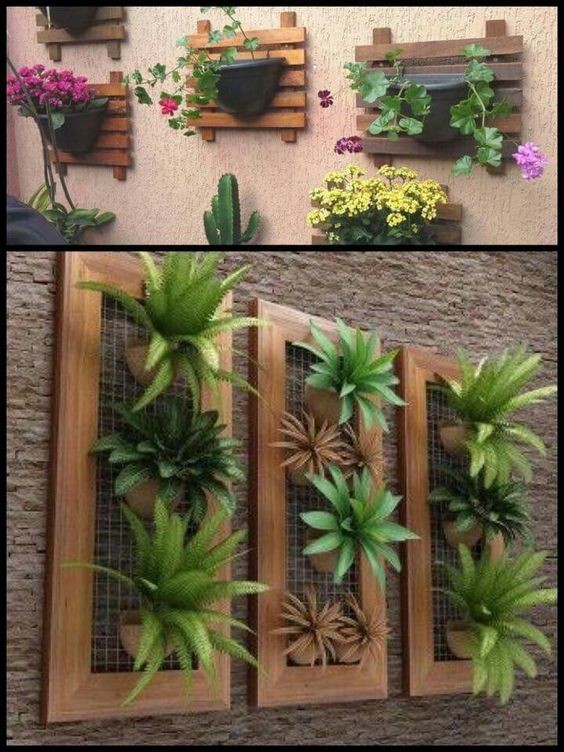 31 idées de jardinières murales en bois pour vos plantes 11