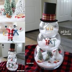 9 Bonhommes de neiges de Noël à faire avec des bocaux en verre 3 9 Bonhommes de neiges de Noël à faire avec des bocaux en verre 3