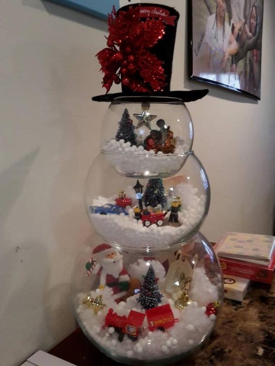 9 Bonhommes de neiges de Noël à faire avec des bocaux en verre 7 9 Bonhommes de neiges de Noël à faire avec des bocaux en verre 7
