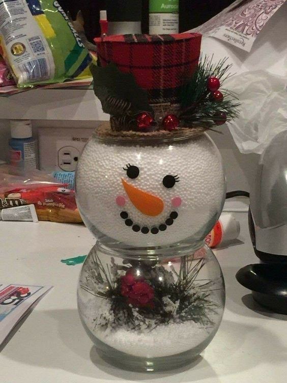 9 Bonhommes de neiges de Noël à faire avec des bocaux en verre 8 9 Bonhommes de neiges de Noël à faire avec des bocaux en verre 8