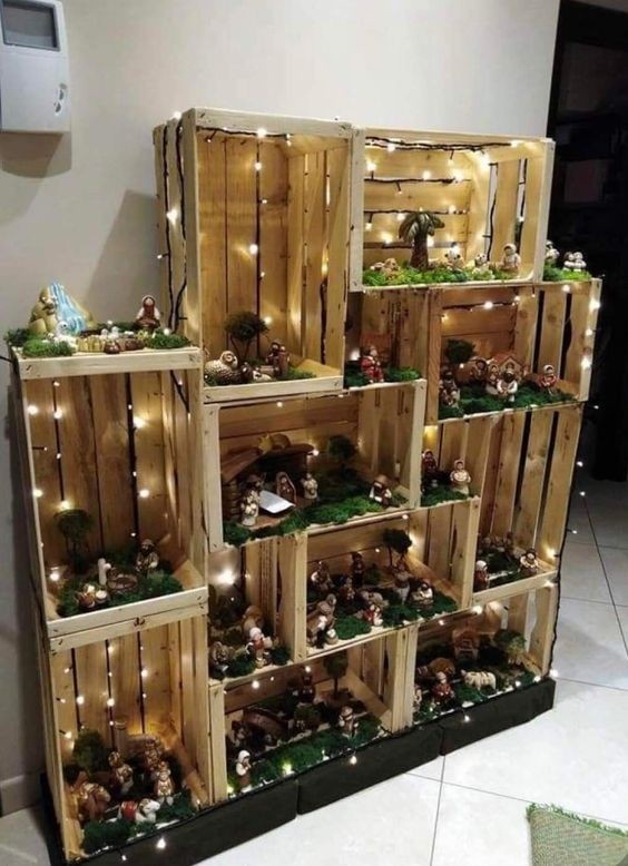 8 décors de Noël à faire avec des caisses en bois 7