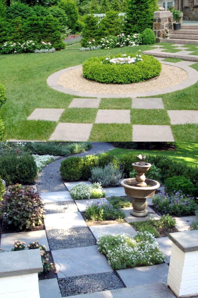 garden paver patterns in grass