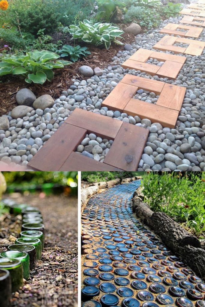 recycled bottle garden path and edging