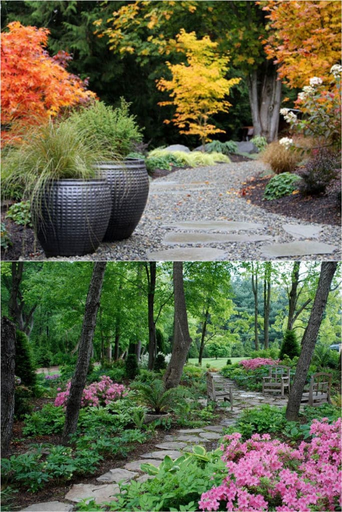 Woodland Garden Paths with  Natural Stepping Stones 