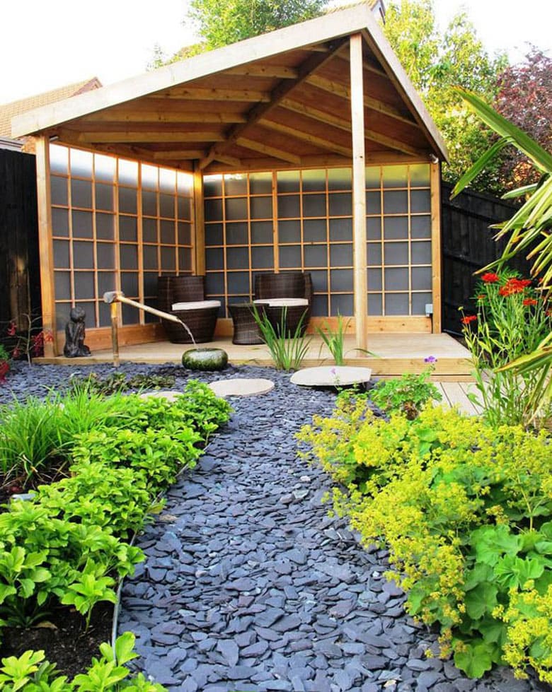 Small Stone and Slate Modern Garden Walkway