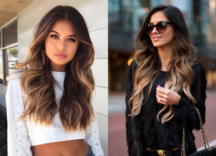 14 Couleurs de cheveux qui mettront en valeur votre peau brune 1 Couleurs de cheveux pour les filles brunes; balayage brun avec des pointes blondes