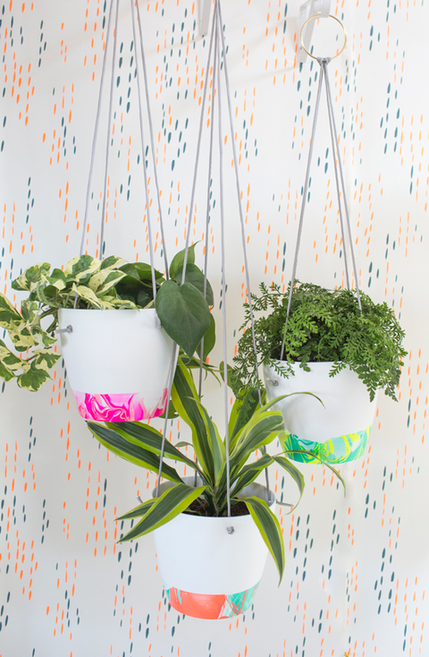 hanging planters marbled