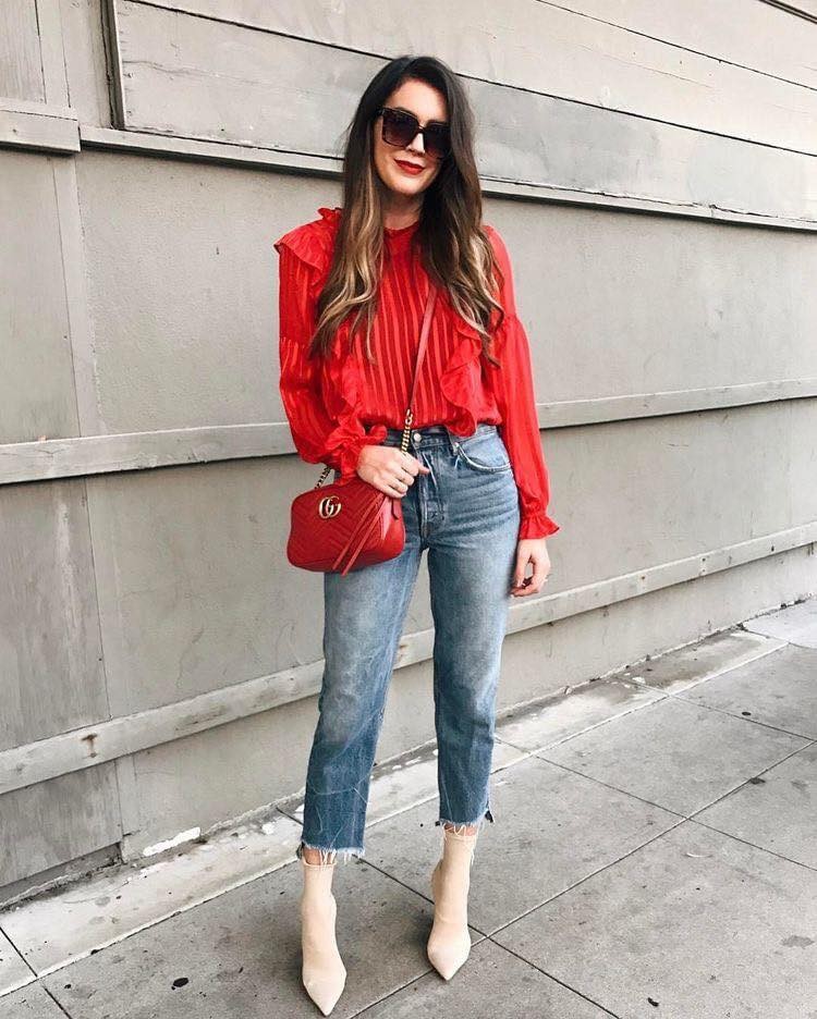 19 Idées pour assortir chemisier rouge avec un jean 3 19 Idées pour assortir chemisier rouge avec un jean 3