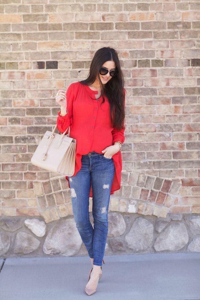 19 Idées pour assortir chemisier rouge avec un jean 5 19 Idées pour assortir chemisier rouge avec un jean 5