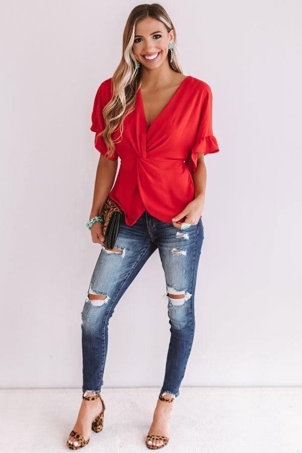 19 Idées pour assortir chemisier rouge avec un jean 8 19 Idées pour assortir chemisier rouge avec un jean 8
