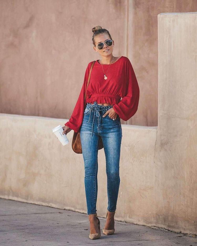 19 Idées pour assortir chemisier rouge avec un jean 16 19 Idées pour assortir chemisier rouge avec un jean 16