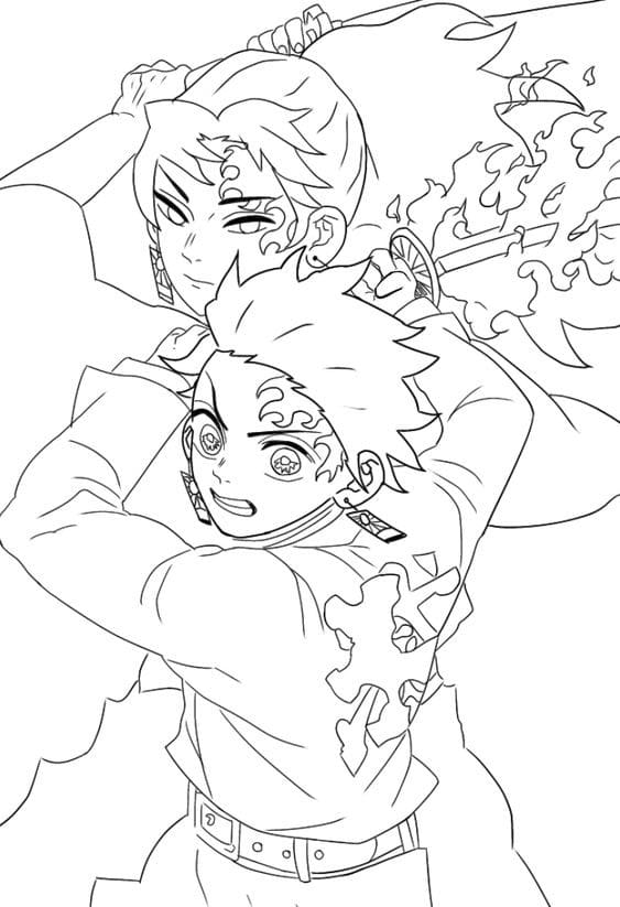 100 Dessins Demon Slayer à Colorier Avec : Zenitsu, Tanjiro & Nezuko 26