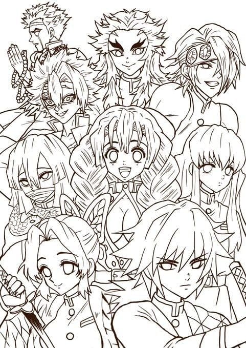 100 Dessins Demon Slayer à Colorier Avec : Zenitsu, Tanjiro & Nezuko 30