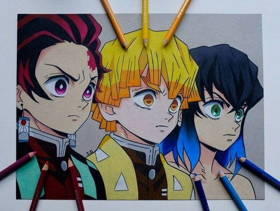 100 Dessins Demon Slayer à Colorier Avec : Zenitsu, Tanjiro & Nezuko 85