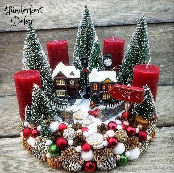 Noël: 20 Centres de Tables avec Bougies et Pommes de Pin 5 Noël: 20 Centres de Tables avec Bougies et Pommes de Pin 5
