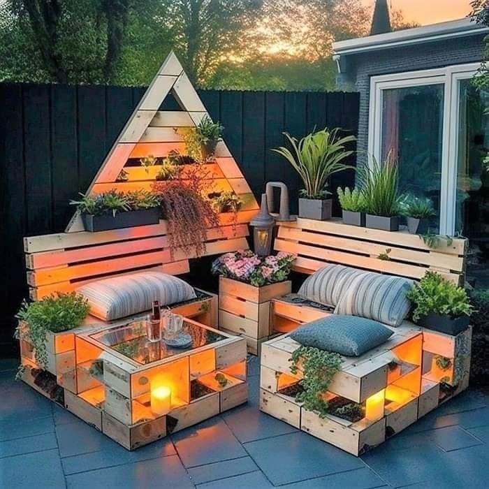 40 Magnifiques salons de jardin faites avec des palettes 15
