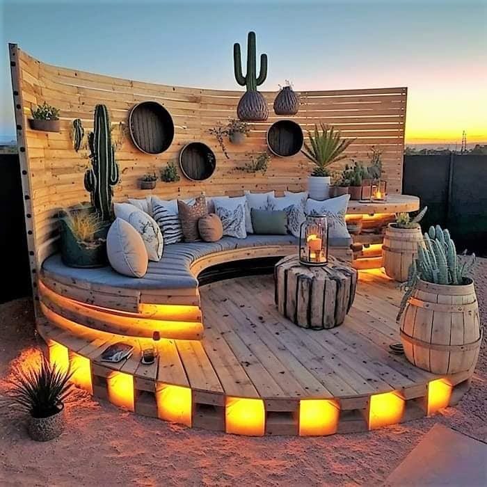 40 Magnifiques salons de jardin faites avec des palettes 23