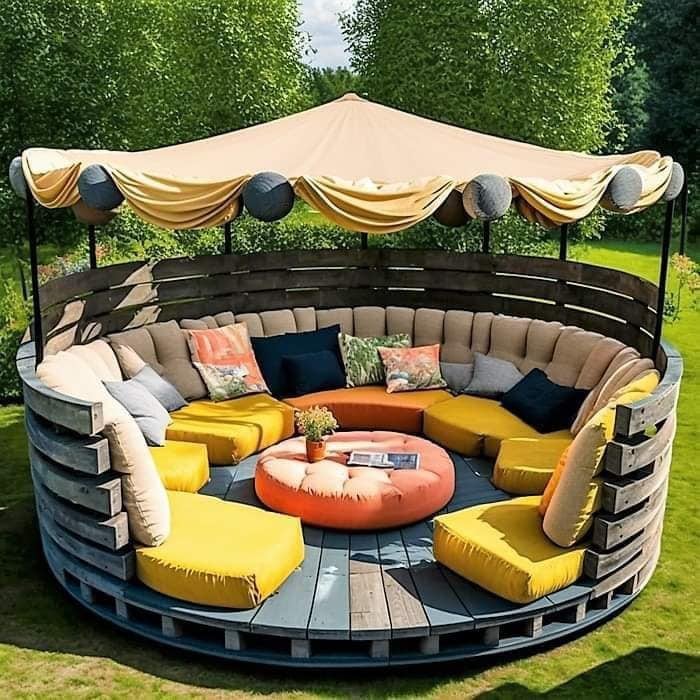 40 Magnifiques salons de jardin faites avec des palettes 25