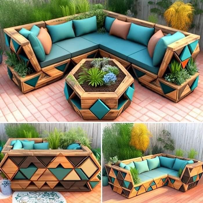 40 Magnifiques salons de jardin faites avec des palettes 33