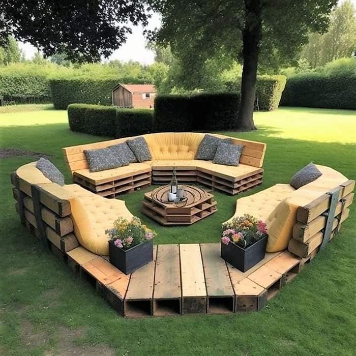 40 Magnifiques salons de jardin faites avec des palettes 37