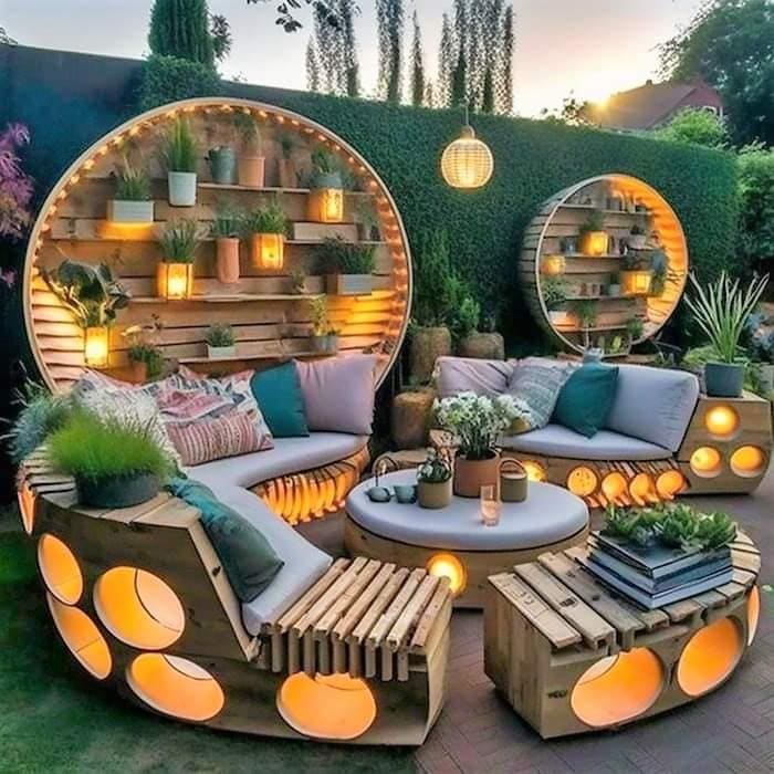 40 Magnifiques salons de jardin faites avec des palettes 10