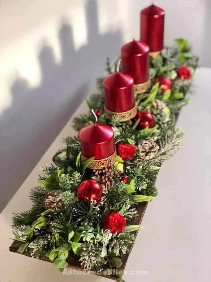 80 Beaux centres de table pour décorer votre table de Noël 11 80 Beaux centres de table pour décorer votre table de Noël 11