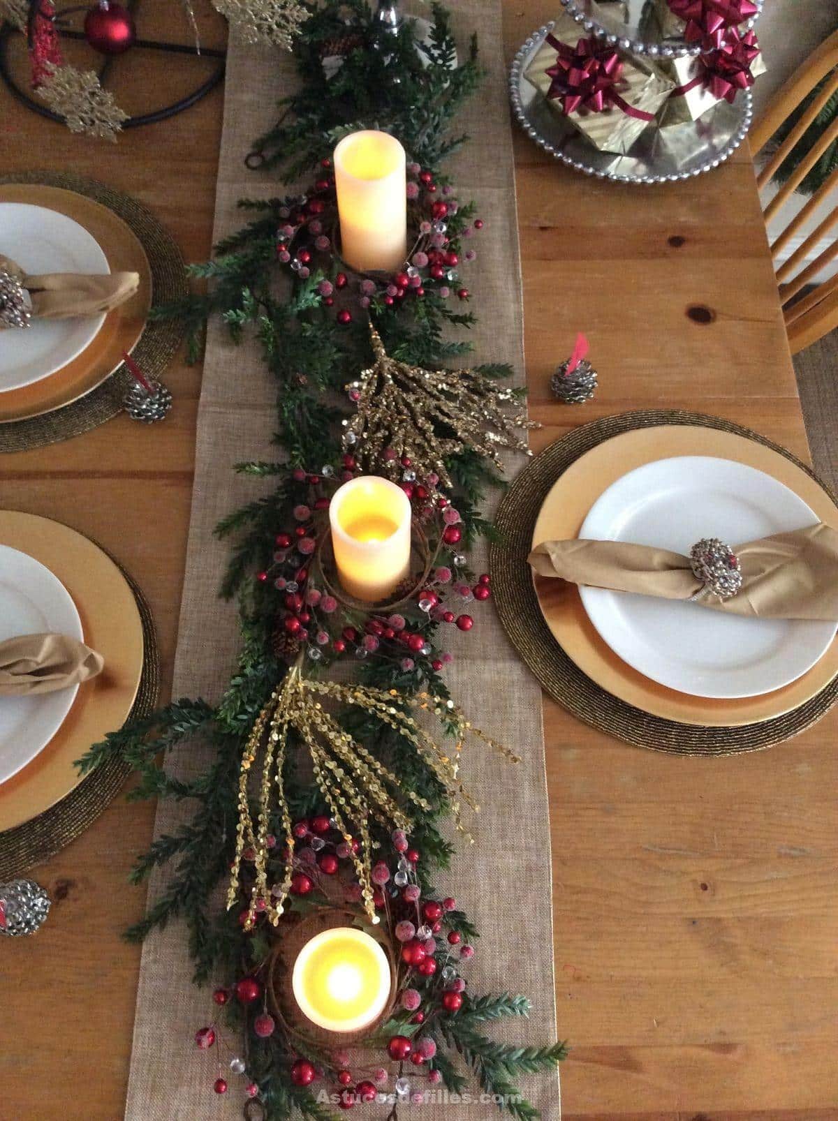 80 Beaux centres de table pour décorer votre table de Noël 16