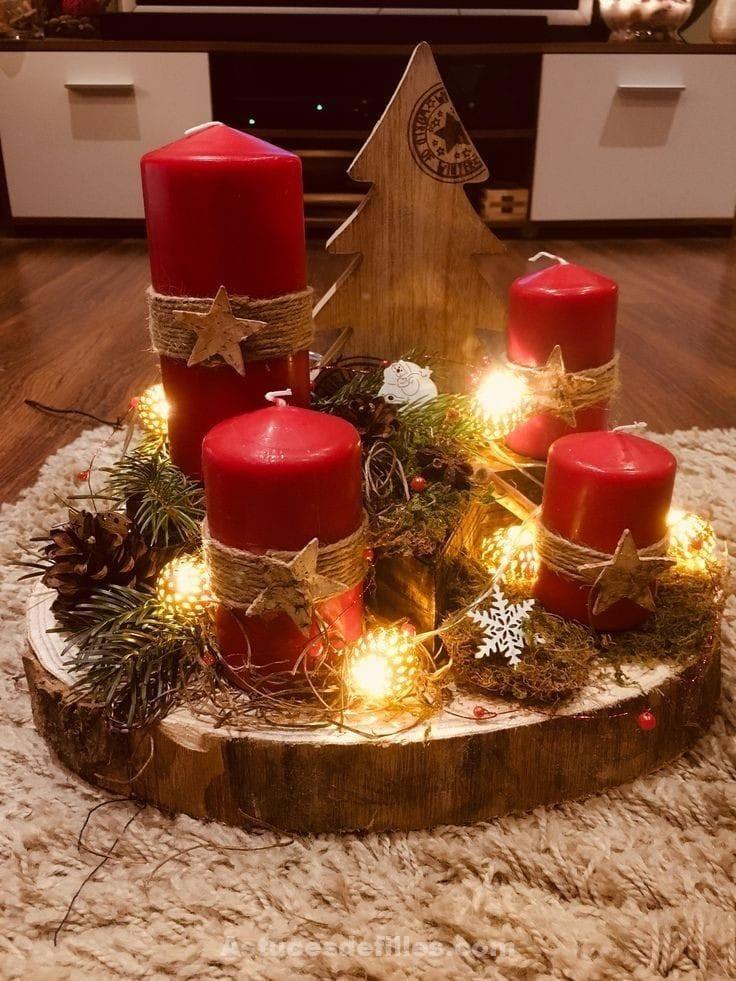 80 Beaux centres de table pour décorer votre table de Noël 55