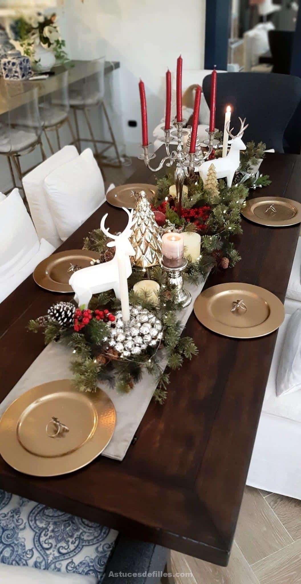 80 Beaux centres de table pour décorer votre table de Noël 64