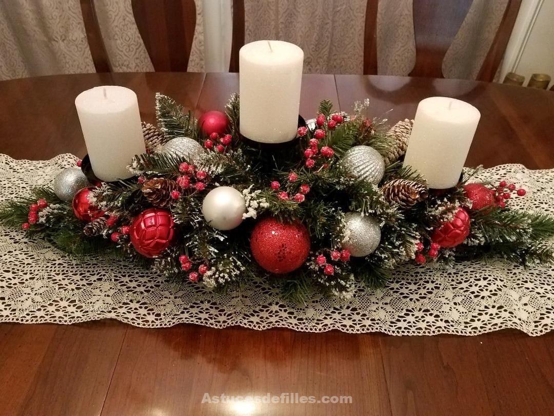 80 Beaux centres de table pour décorer votre table de Noël 9