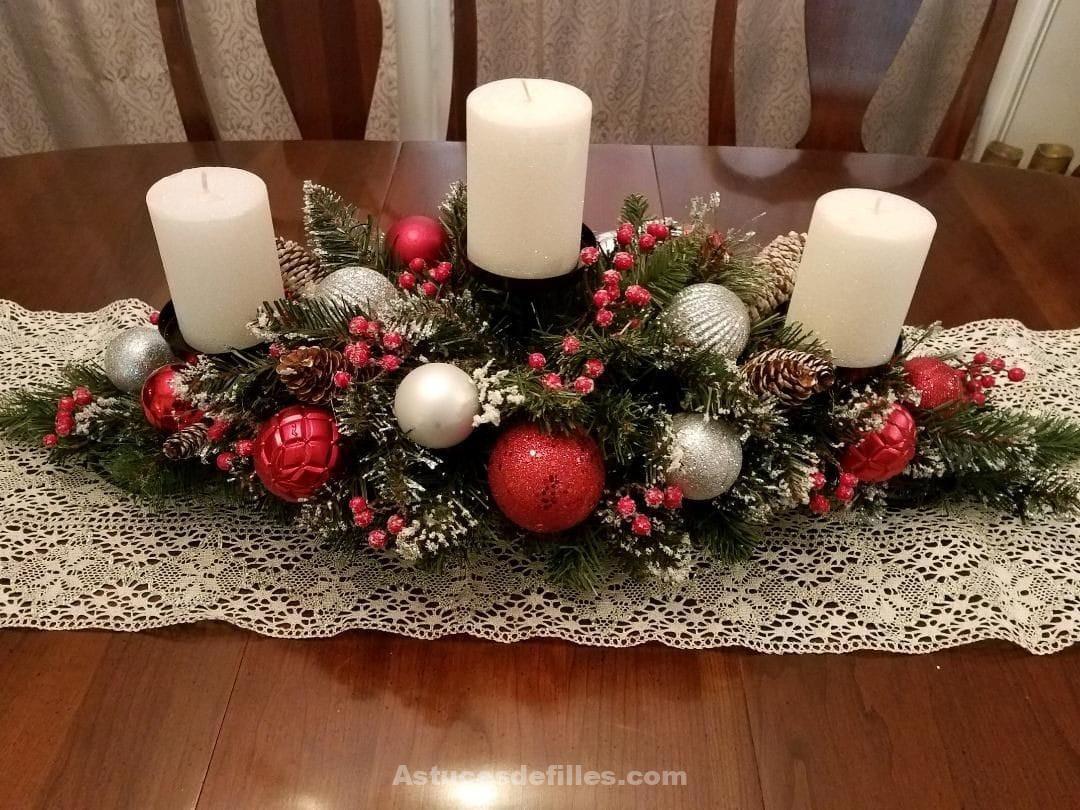 80 Beaux centres de table pour décorer votre table de Noël 9 80 Beaux centres de table pour décorer votre table de Noël 9