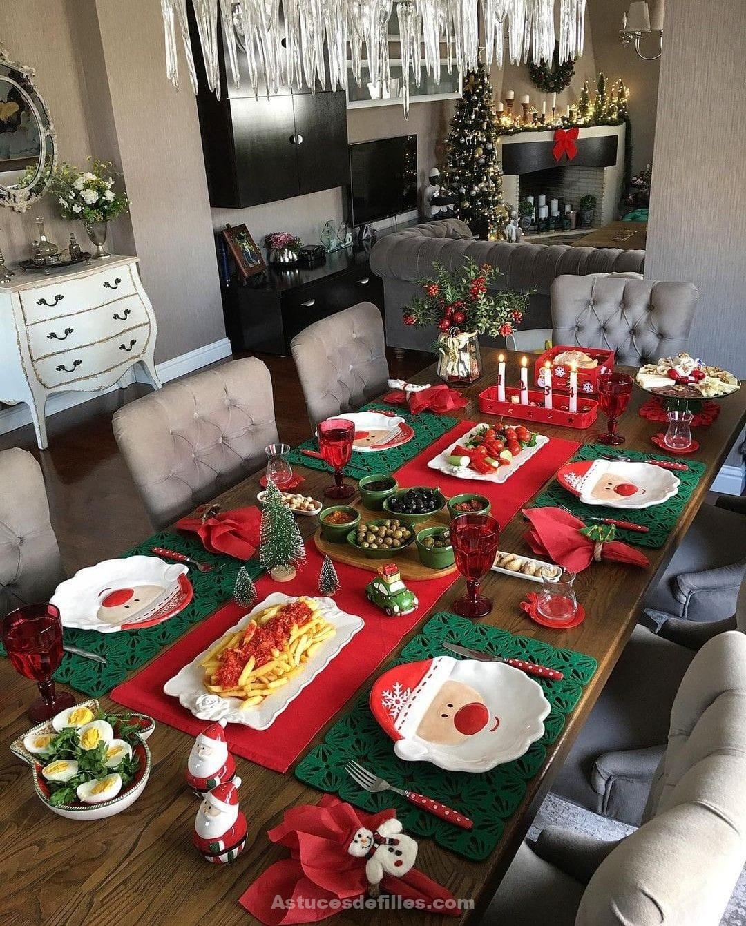 80 Décorations de tables de Noël et repas de Noël 12