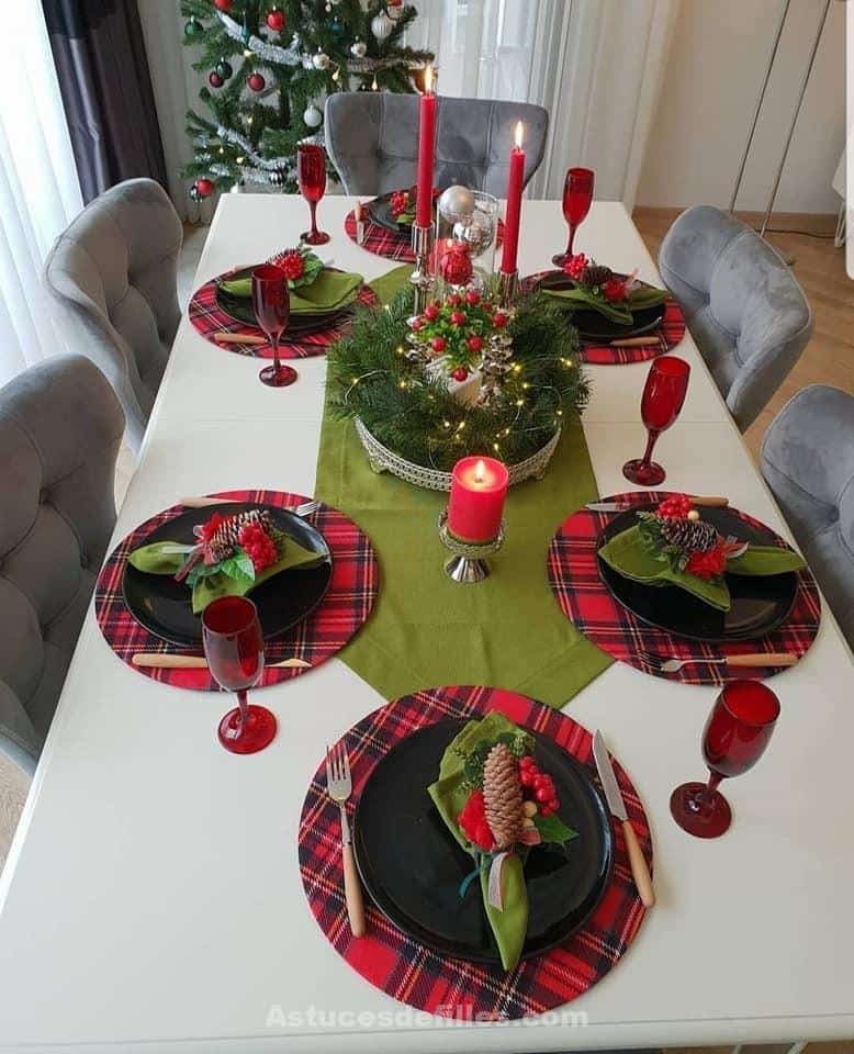 80 Décorations de tables de Noël et repas de Noël 1