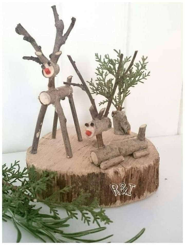 24 Idées pour décorer ce Noël avec des bûches en bois 20