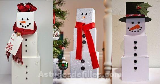 13 Bonhommes de neige à fabriquer en empilant des boîtes cadeaux. 1 13 Bonhommes de neige à fabriquer en empilant des boîtes cadeaux. 1