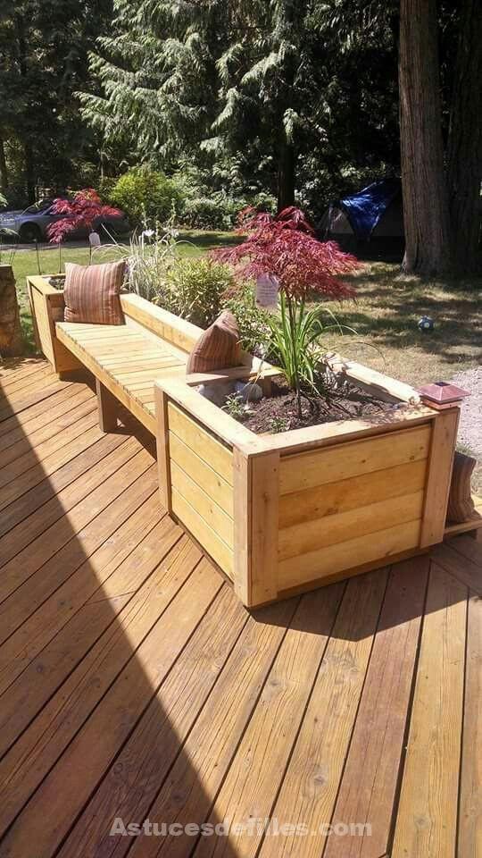 39 idées de bancs en bois DIY pour vos fleurs 5