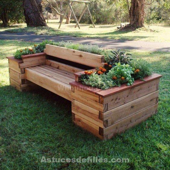 39 idées de bancs en bois DIY pour vos fleurs 9
