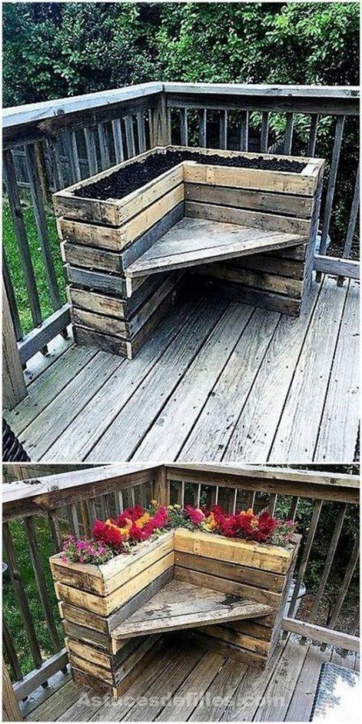 39 idées de bancs en bois DIY pour vos fleurs 11