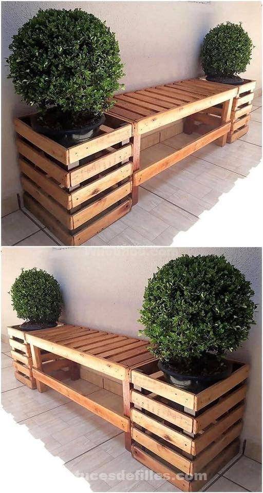39 idées de bancs en bois DIY pour vos fleurs 12