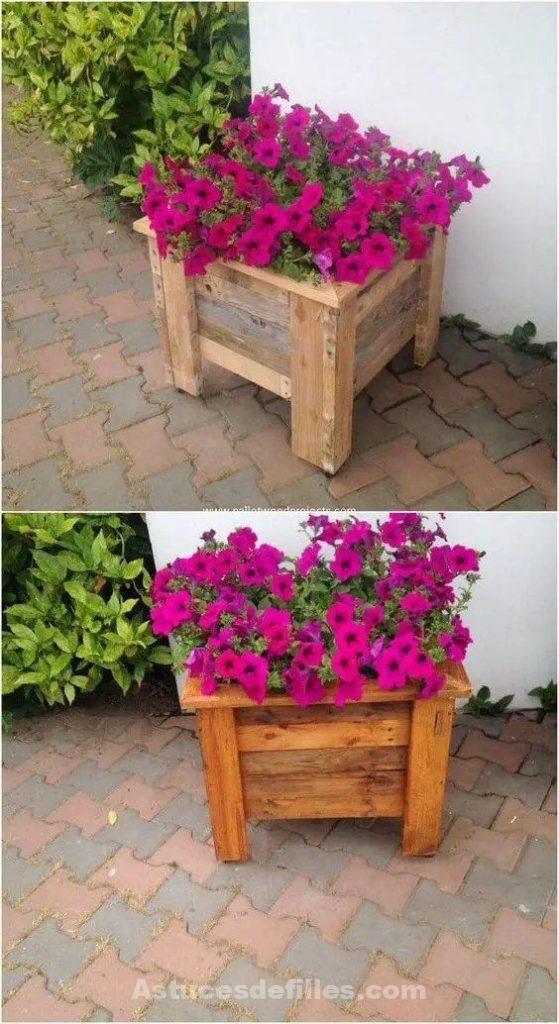 39 idées de bancs en bois DIY pour vos fleurs 36